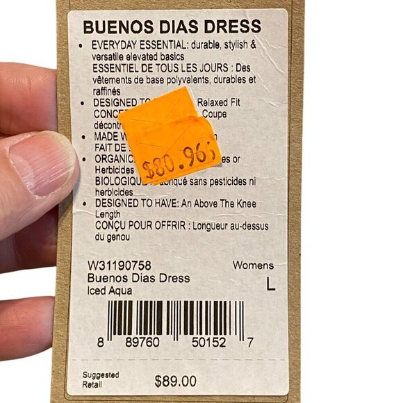 PrAna Buenos Dias Dress Iced Aqua Size L Fair Trade Sustainable Cotton Sleeveles - Picture 11 of 11